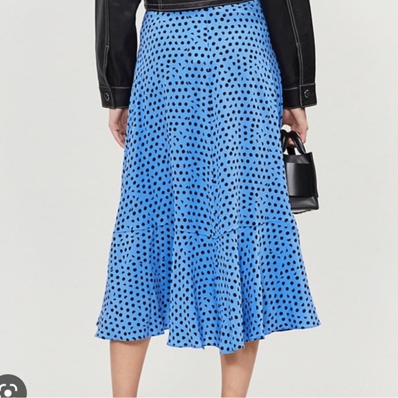 Whistles | Lunar Blue Black Polka Dot Wrap Skirt - Picture 2 of 3